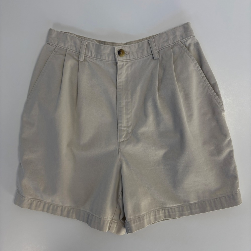 VTG Lands' End Structured High-Waisted Twill Pleated Tailored Chino Shorts 4P 5"
